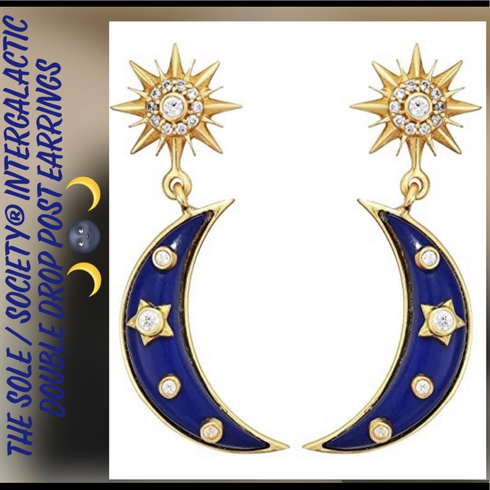 🆑THE SOLE / SOCIETY® INTERGALACTIC DOUBLE DROP POST EARRINGS - Picture 4 of 8